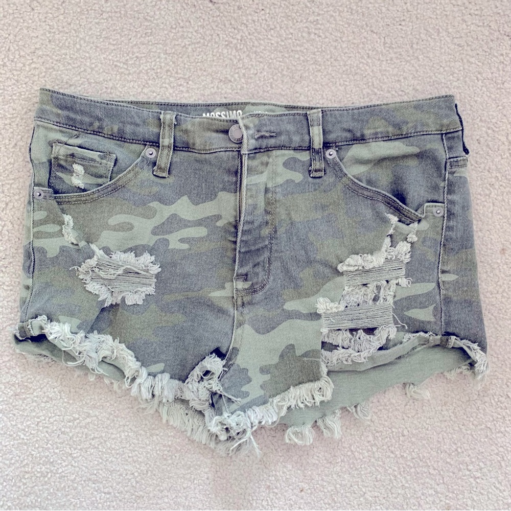 Mossimo High Rise Cut off Jean Camo Shorts